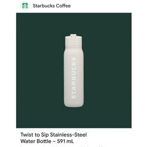 NWT Starbucks Twist‎ to Sip Stainless Steel Drink Bottle Cream Grey 591ml/20oz